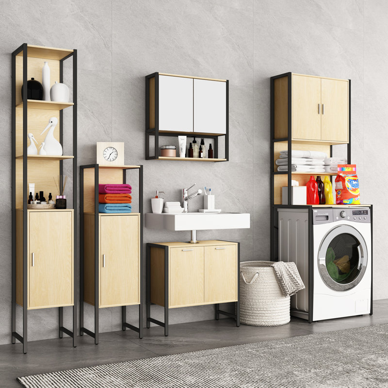 Alyisa Bathroom Cabinet, Natural/Black