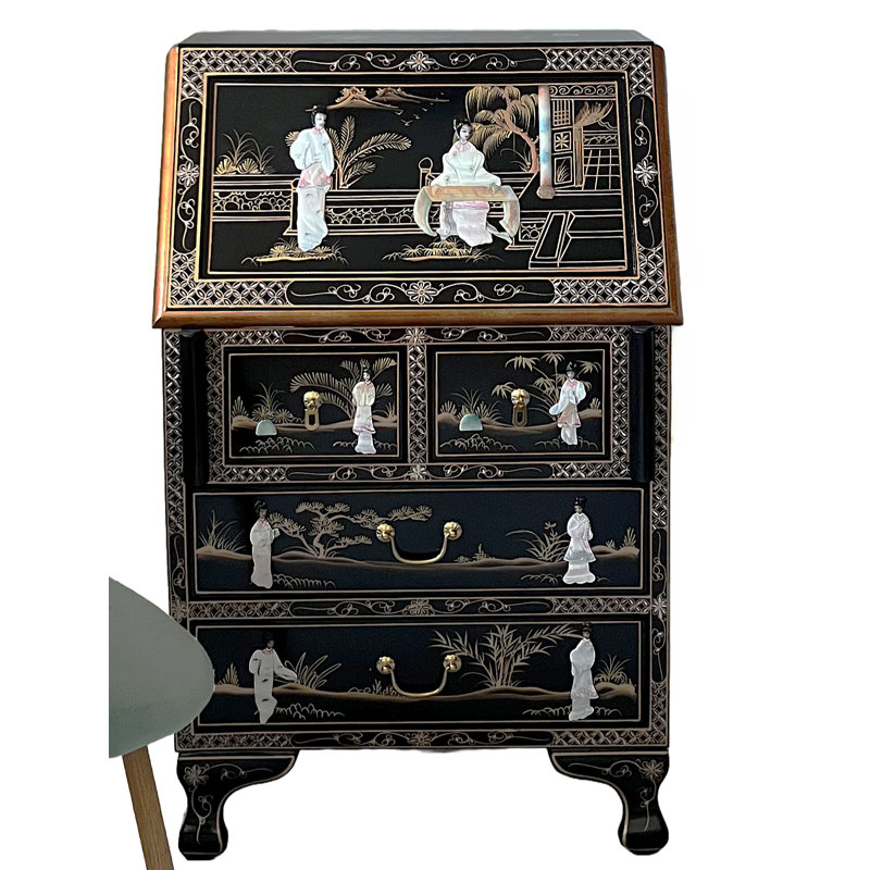 Mother of Pearl Hand Painted Writing Bureau Secretary Desk