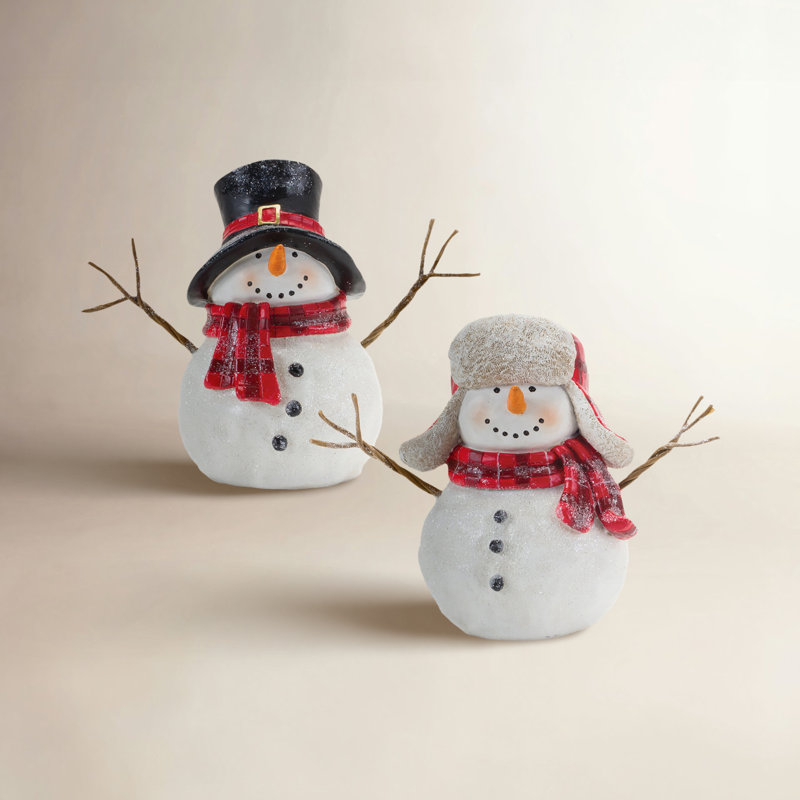 Figurine bonhomme de neige avec écharpe (ensemble de 4)