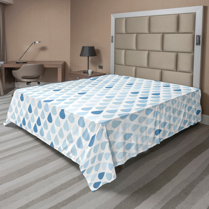 Drap-housse bleu Ambesonne, Drap plat pour très grand lit californien