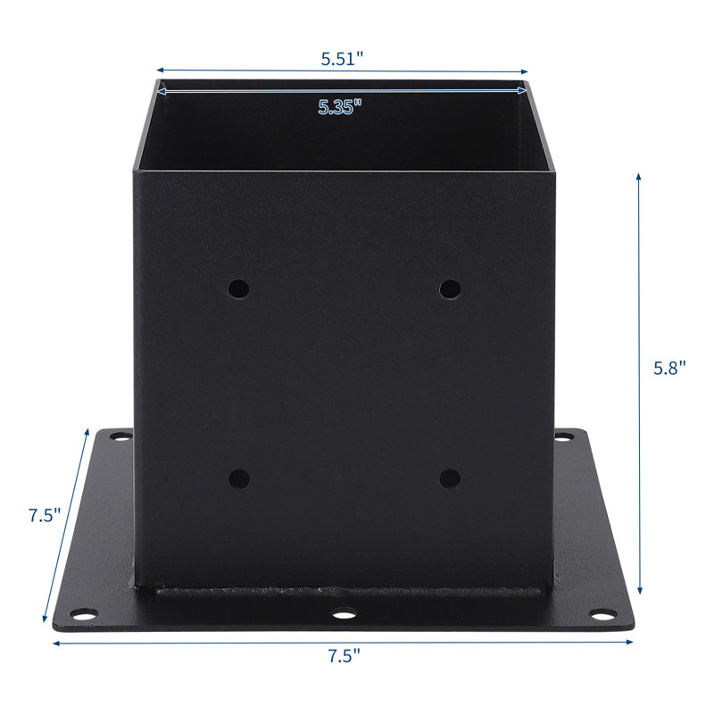 4-Pack Heavy Duty 2mm Steel Deck Post Base, 5cm H x 7.5cm W x 7.5cm D