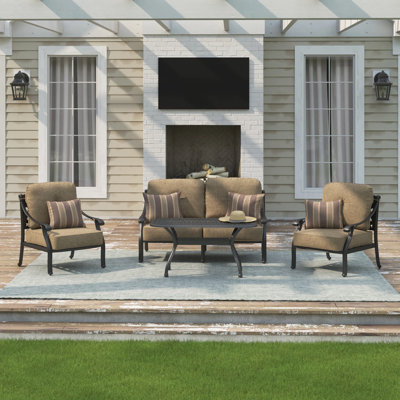 Ensemble de conversation pour causeuse de patio avec coussins et table basse 21 po x 42 po Frazee