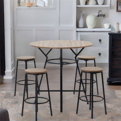 Industrial 5-piece Bar Table And Chairs Set by BESTCOSTY