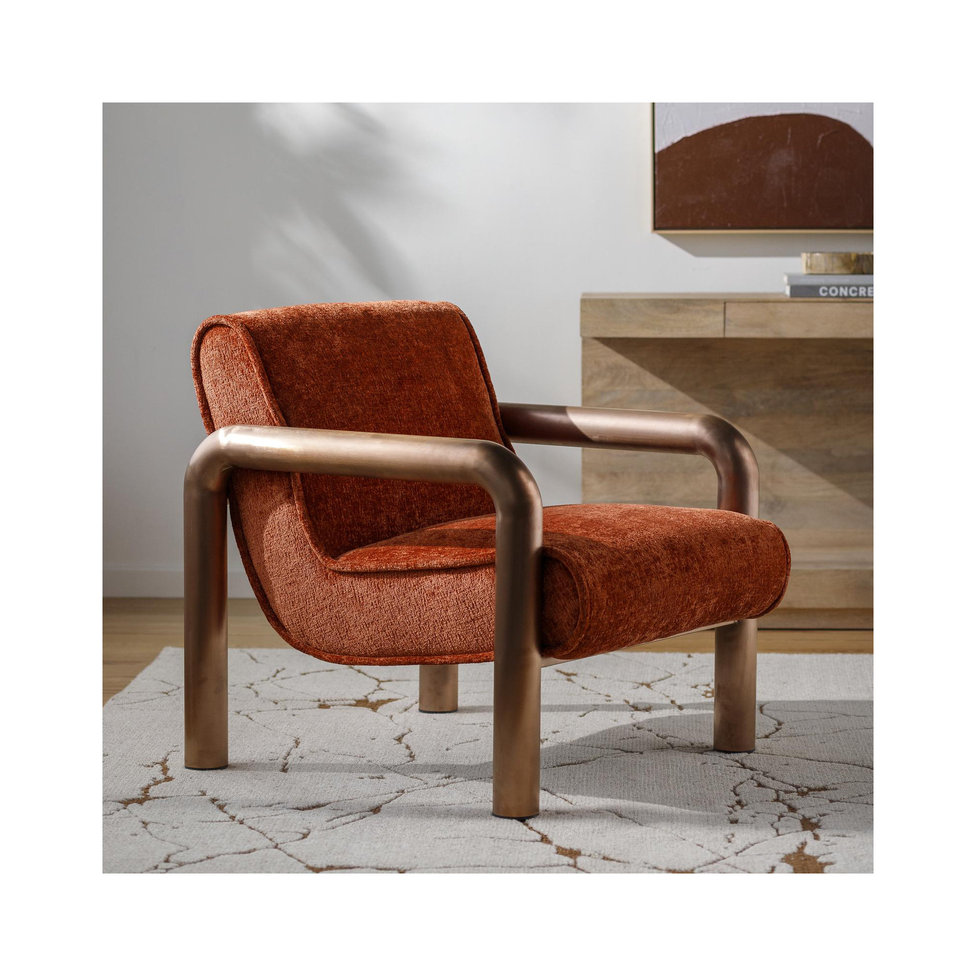 Ismenia Modern Accent Chair, Orange