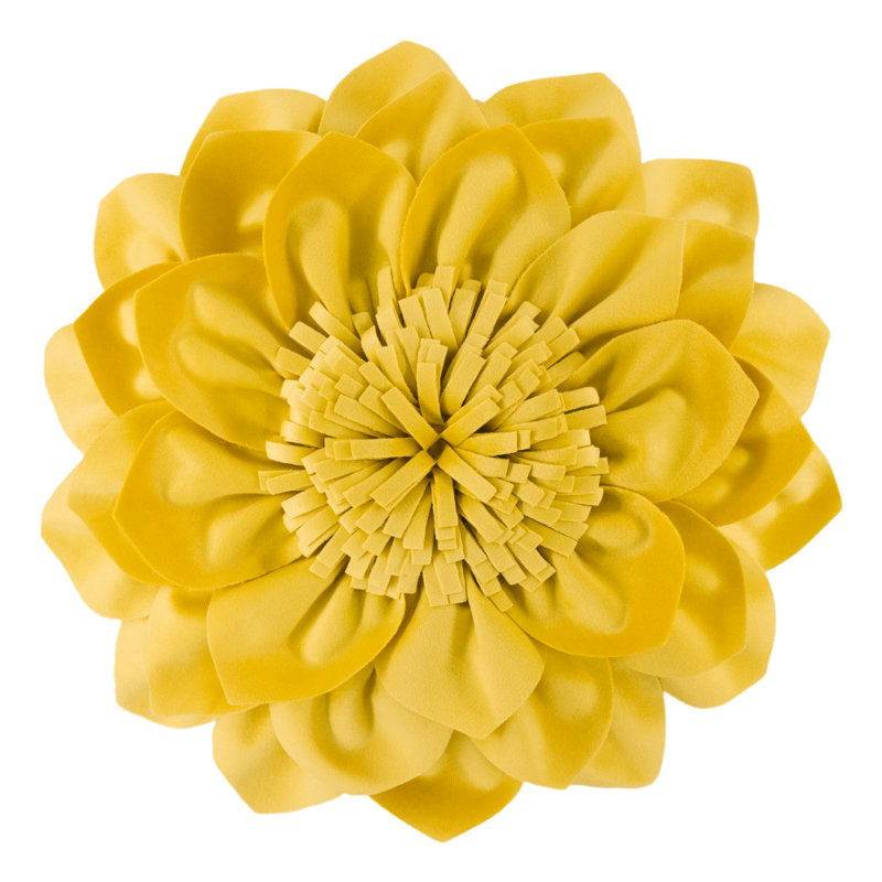 Coussin décoratif décoratif avec coussin décoratif fait à la main fleur 3D avec insert pour décoration intérieure, Jaune