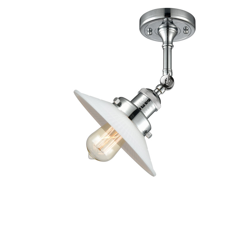 Plafonnier semi-encastré 1 lumière 8,5 po Miramontes, Ampoule non incluse, Chrome poli, Matte White Halophane