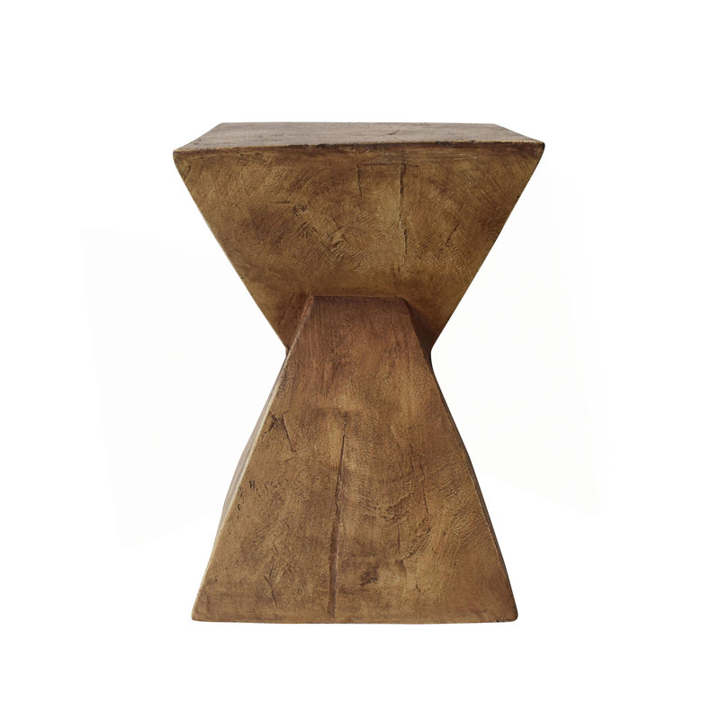 Charming Lightweight Concrete Side Table With Twisted Hourglass Design, Natural