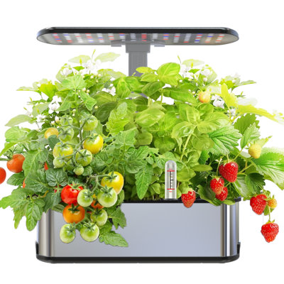 Ensemble de systèmes de culture hydroponique, jardin d'intérieur Smart Herbs, pots de plantation BHTNYoo / 12 dosettes d'une capacité de 5 L avec lumières de croissance à DEL et pompe à eau intelligente, minuterie