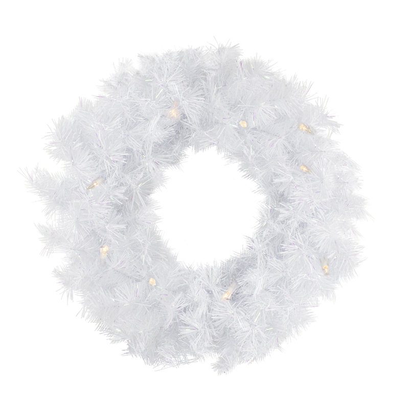 Guirlande de Noël artificielle pré-éclairée en pin blanc d'Alaska blanc chaud, H 36 po x l 36 po x P 6 po