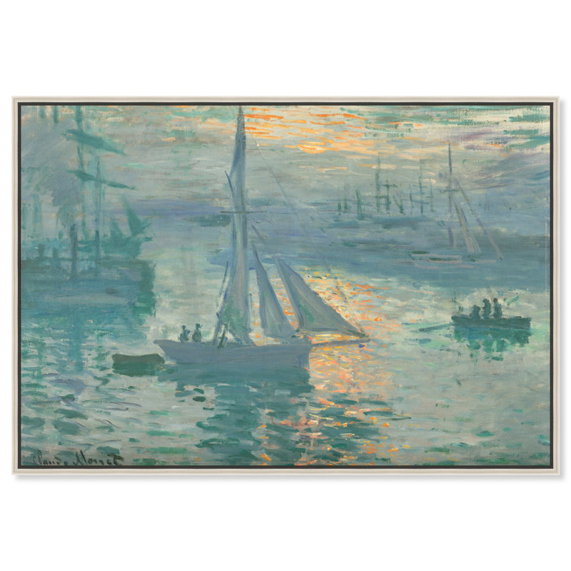 Art mural Monet Sunrise par Art Remedy, H 17 po x l 21 po, Cadre noir