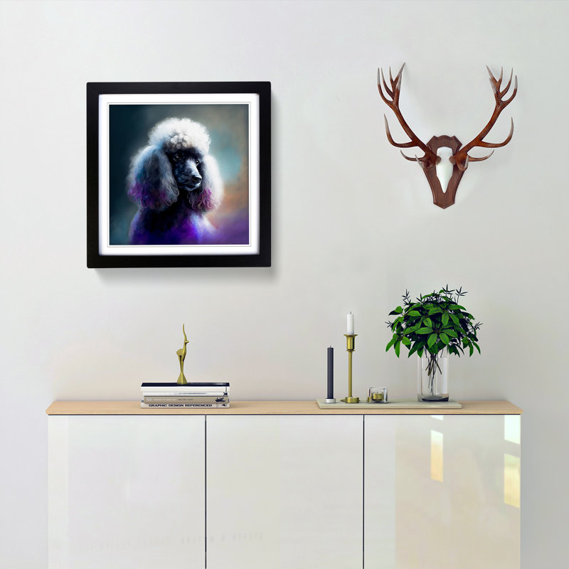 Poodle Gestural 1 Piece Single Picture Frame Wall Art, Black