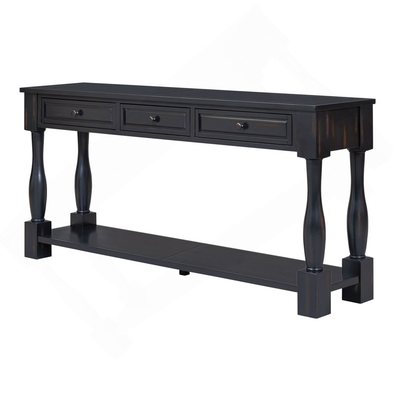 Console de 63 po de long avec tiroirs et tablette pour le hall d'entrée, le couloir et le salon, Espresso