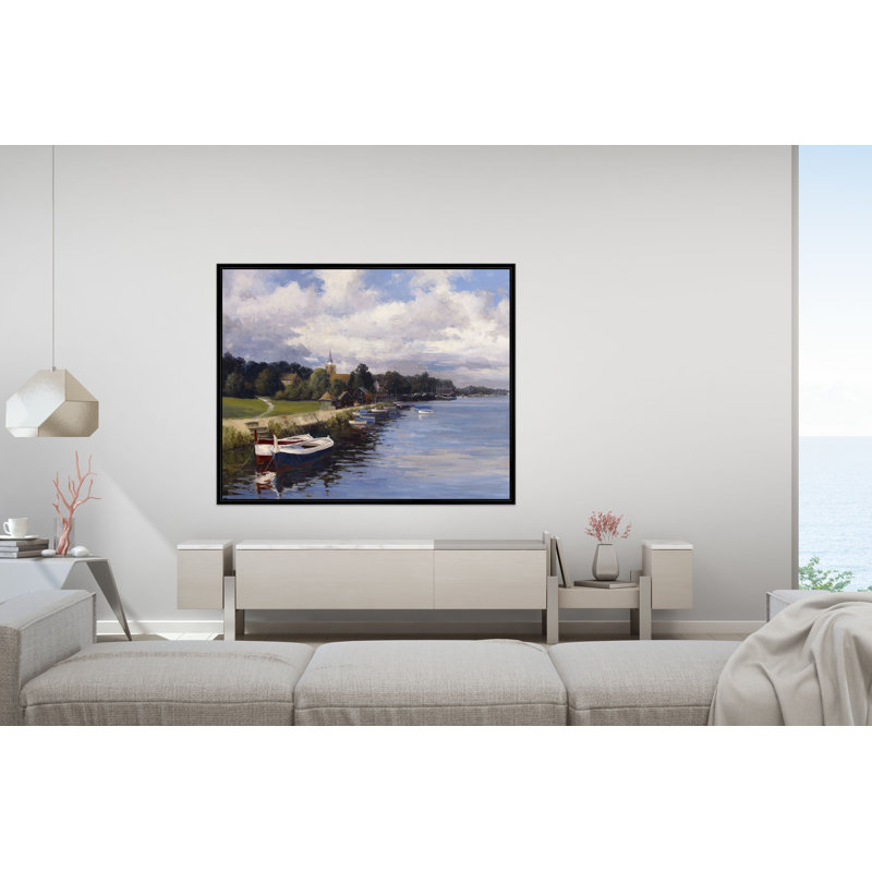 " Serene Shoreline " Painting Print, Black