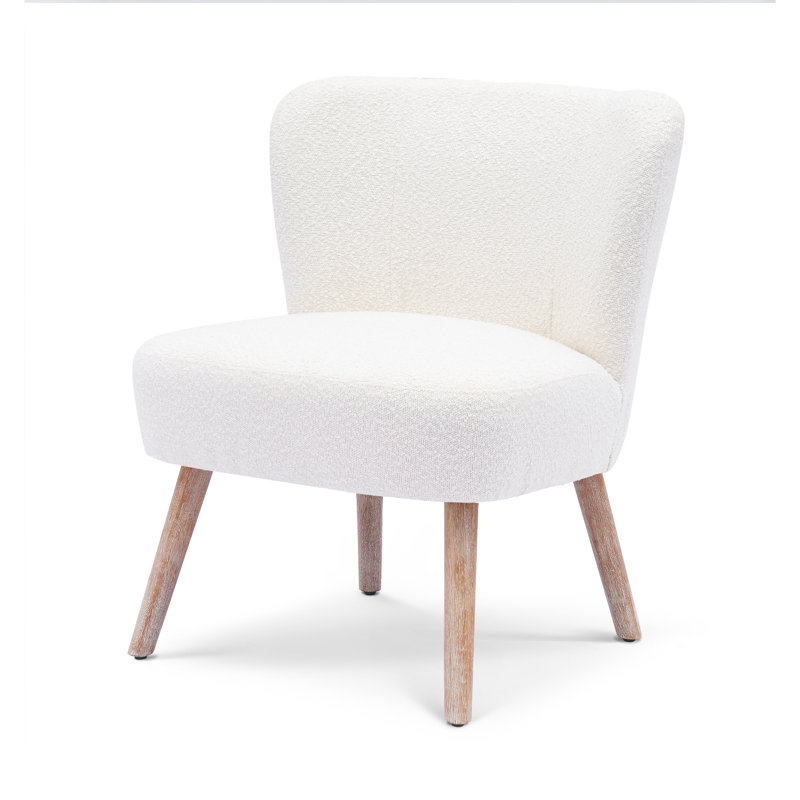 Upholstered Side Chair, Cream Polyester Blend