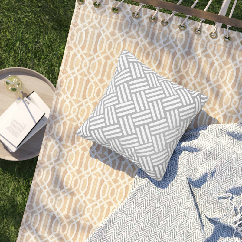Geometric Outdoor Reversible Throw Pillow, 16" x 16", Black