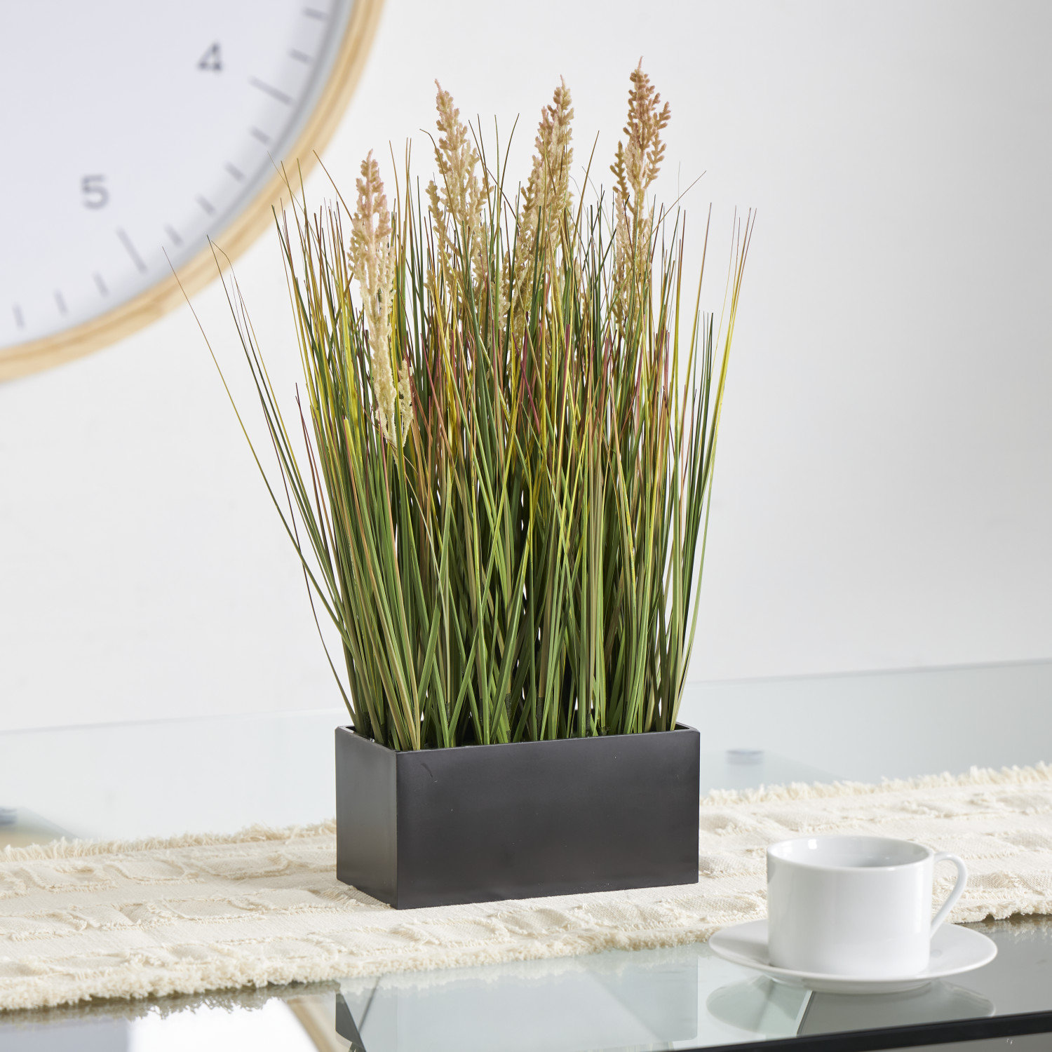 Primrue Beeman 18 3 Faux Pampas Grass Plant In Melamine Pot Wayfair