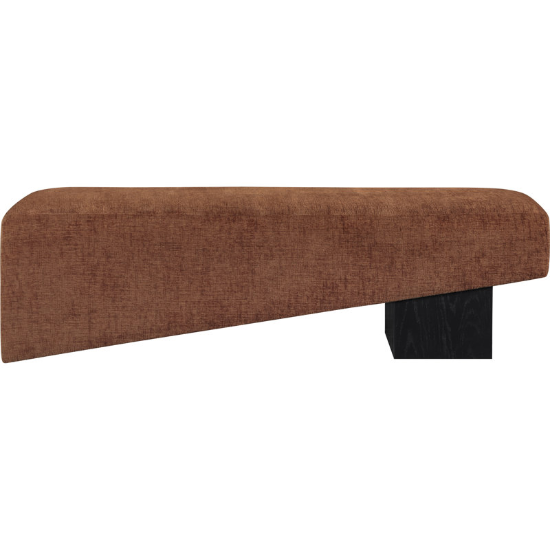 Alora Fabric Bench, Cognac Polyester Fabric, Black