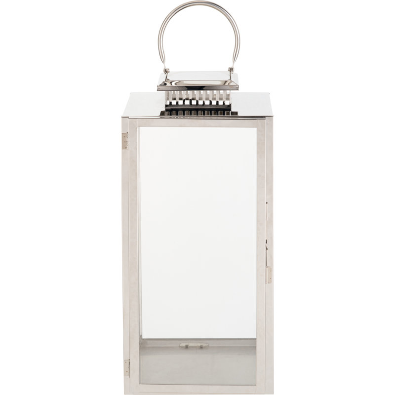 Metal Lantern, Silver, 48cm H x 22cm W x 48cm D