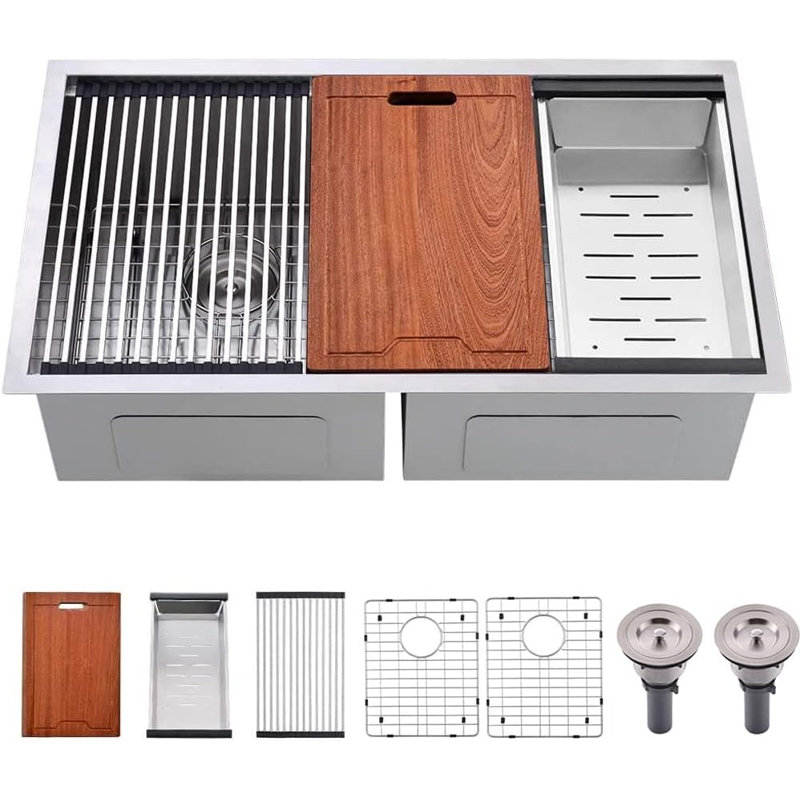 37.59835'' L Single Bowl Stainless Steel Kitchen Sink