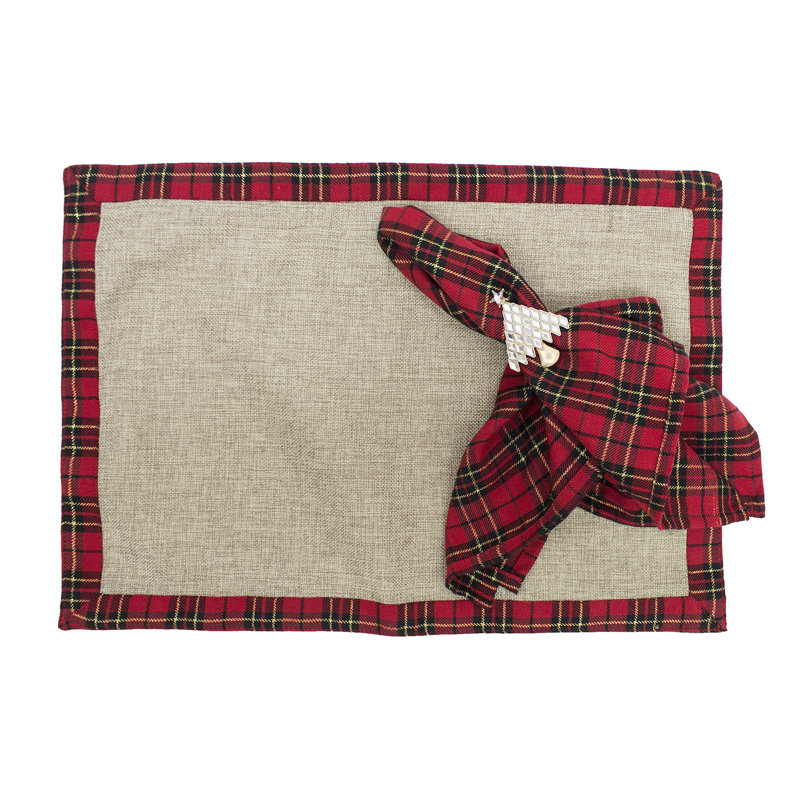 Pomme Polyester Plaid Square Napkin