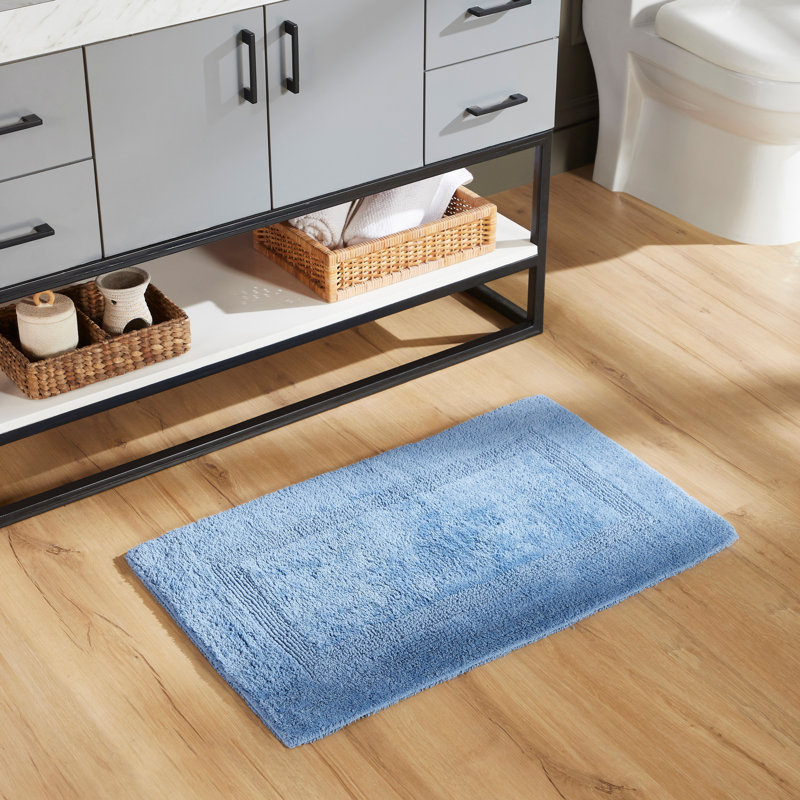 Rozanne Reversible Cotton Bath Rug, Dark Blue, 21" x 34" Rectangle