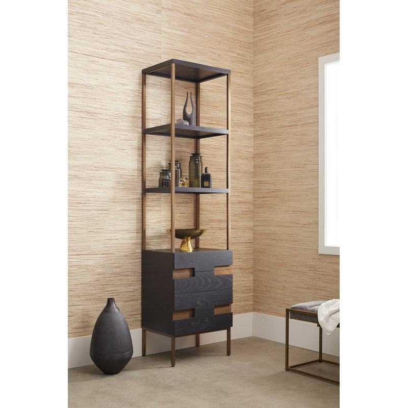 Armoire à linge autoportante Sentai, Chêne noir mat / laiton patiné