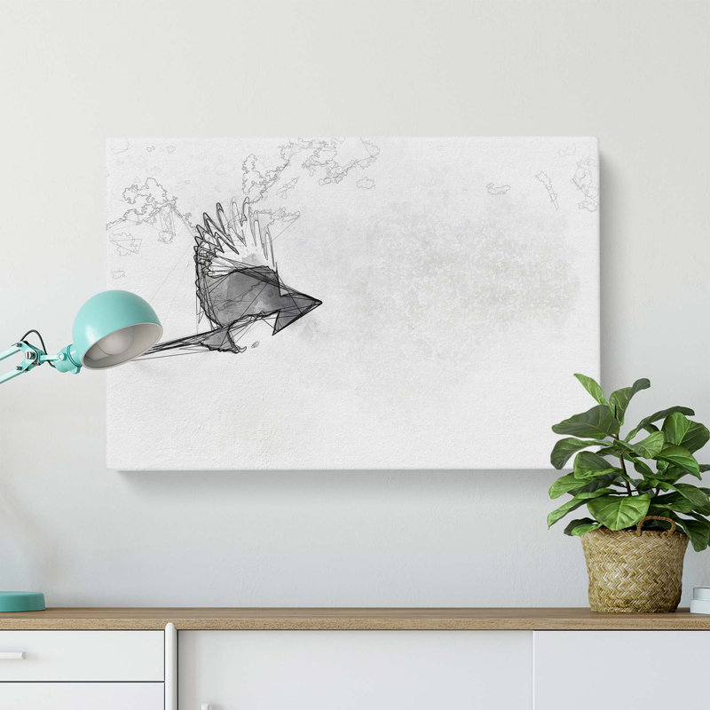 Magpie In Flight - Wrapped Canvas Painting, 50.8 cm H x 76.2 cm W