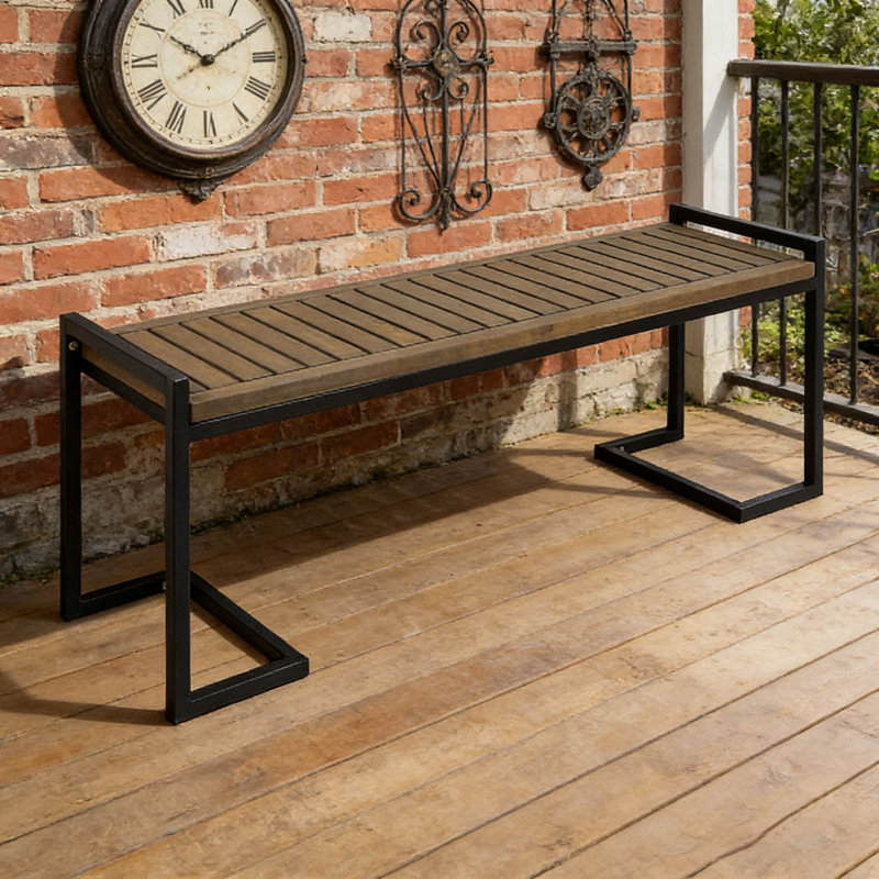 BANC EN BOIS ET MÉTAL, Gris