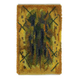 Vintage Swedish Rya Rug In Gold With Colorful Abstract Pattern - Rug & Kilim