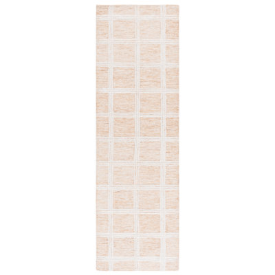 Pine Hand Tufted Wool/Cotton Geometric Area Rug in Orange / Ivory