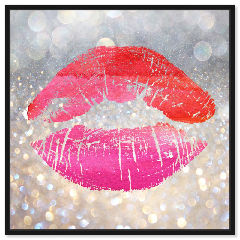 Marilyn's Kiss - Impression sur toile, H 20 po x l 20 po, Cadre noir