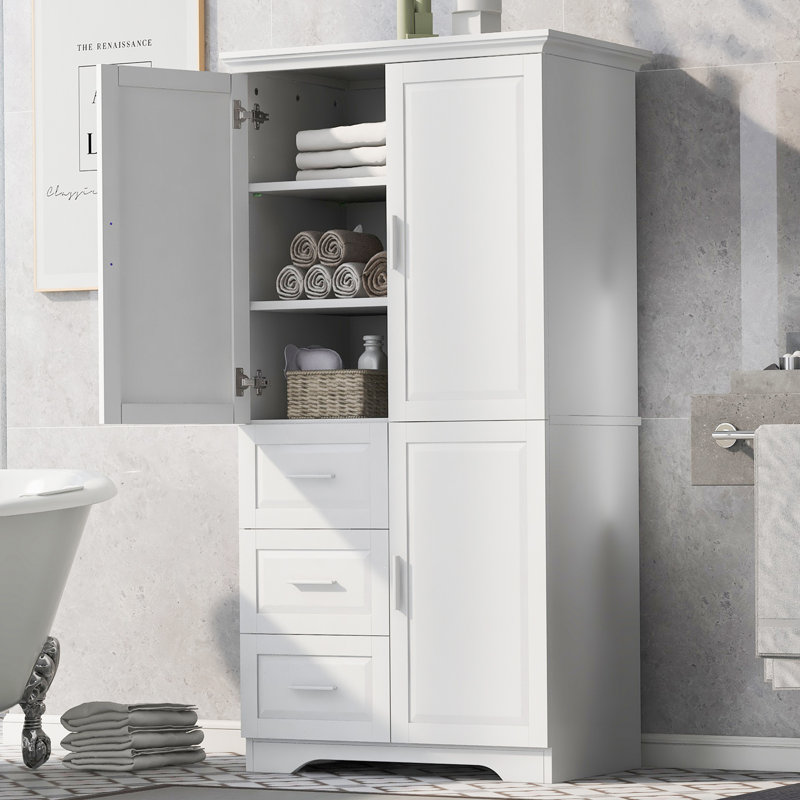 Armoire de salle de bain autoportante 62,5 po Macc, Blanc