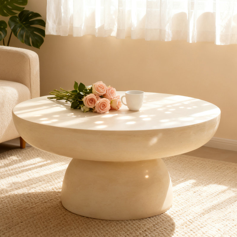 Modern Magnesium Oxide Round Coffee Table