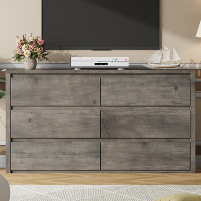 7 Drawer Wide Wood Dresser, Modern Chest with Large Storage for Bedroom & Hallway