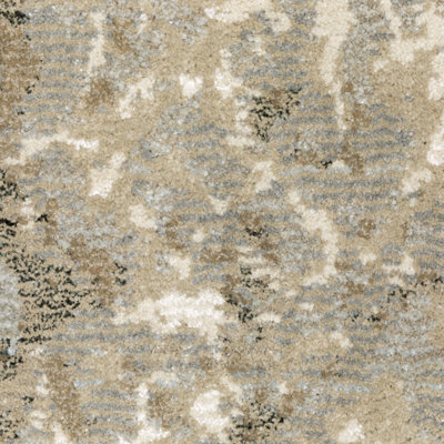 12' Grey Beige And Ivory Abstract Power Loom Runner Rug