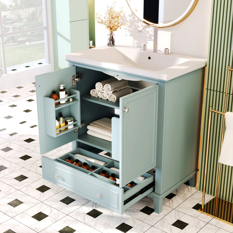 Meuble-lavabo multifonctionnel avec portes et tiroir