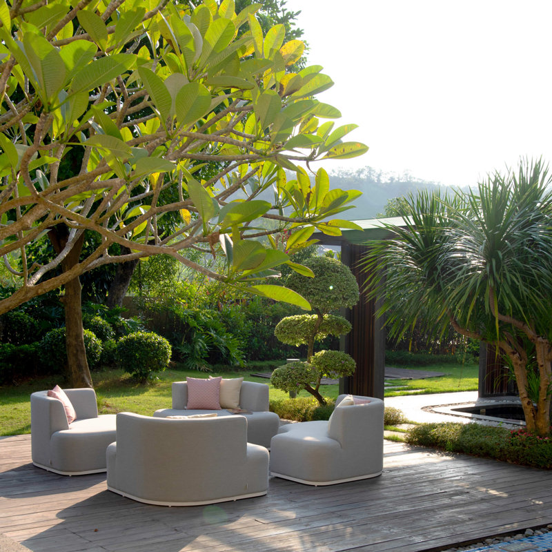Peddie Outdoor Fabric Lifestyle Suite - with Rising Table - Lead Chine
