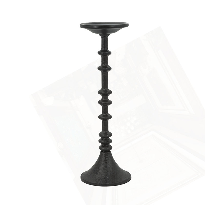 Porte-bougie décoratif en fer noir D4x13,5 po, 13.3" H x 4" W x 4" D
