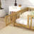 Twin Size Floor Bed With Fence And Door,Rubber Wood Floor Bed With Safety Guardrails,Natural