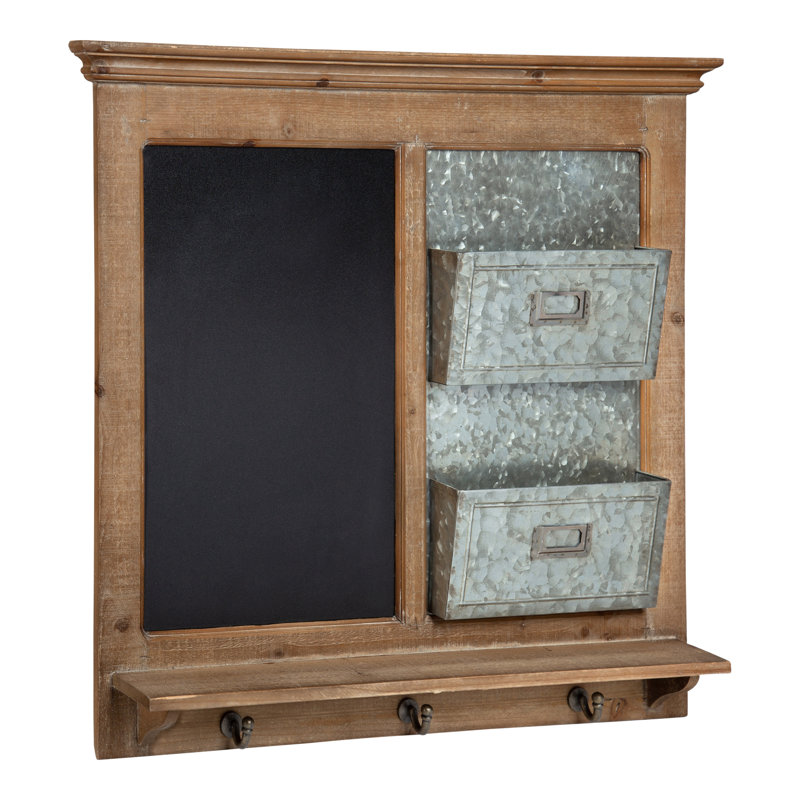 Tableau noir encadré en bois 28 "x H 25" x P 4 "Idamae, Brun rustique