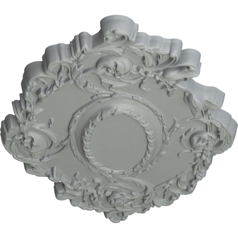 Endurathane Kinsley Flowing Leaf Ceiling Medallion, 30 3/8"W x 20 3/4"H x 1"P, Factory Primed, Primed