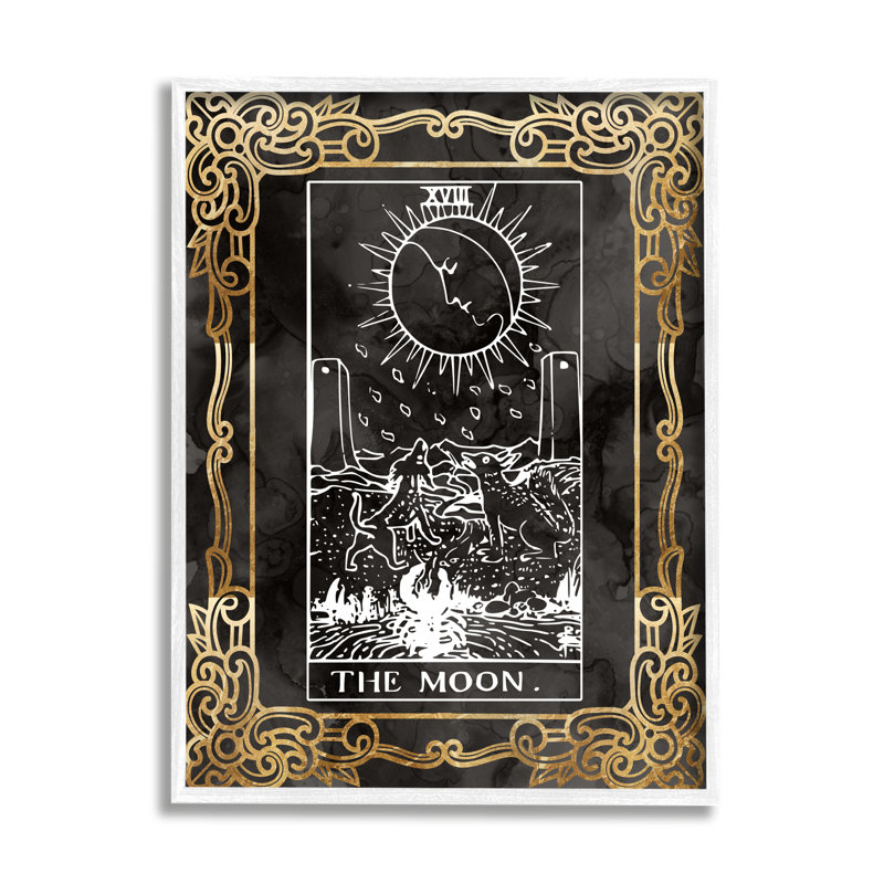 Motif de tarot de lune par Lil 'Rue, Giclée encadrée blanc bord de mer, H 20 po x l 16 po x P 1,5 po