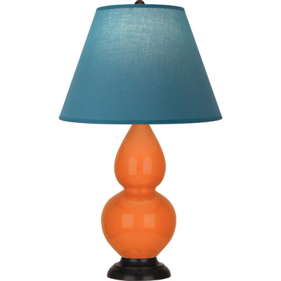 Small Double Gourd Accent Lamp - Sangria, Deep Patina Bronze - Lavender, Plum Shade