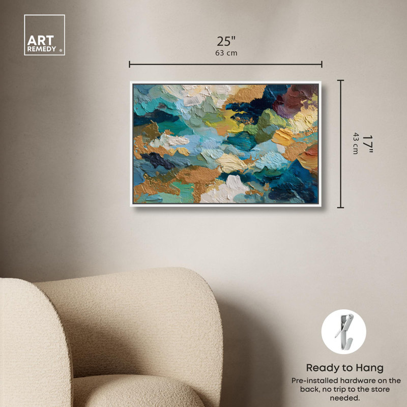Lapis et or I, reproduction d'art sur toile par Art Remedy, H 16 po x l 24 po, Structure noire