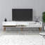 Meuble télé moderne blanc avec rangement, 71,0 x 13,8 x 13,8 po | 100% panneau de particules enduit de mélamine, épaisseur: 0,7 pouce | Plusieurs tablettes, poignées et pieds en plastique | Conception scandinave géométrique pour les salons élégants