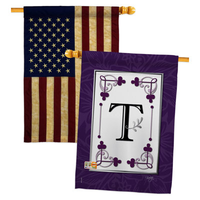 Ensemble de drapeaux de maison Classic N Initiale Simply Beauty Country Living Bannière de jardin 28 X 40 pouces