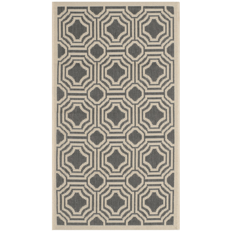 Arneshia Geometric Dark Gray/Beige Indoor/Outdoor Area Rug, Rectangle 2' x 3'7"