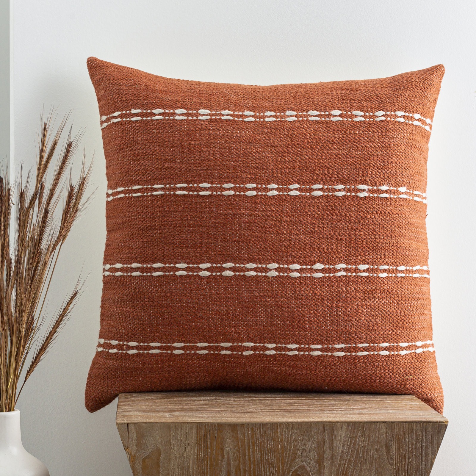 Carino Striped Cotton Lumbar Throw Pillow, Polyester/Polyfill