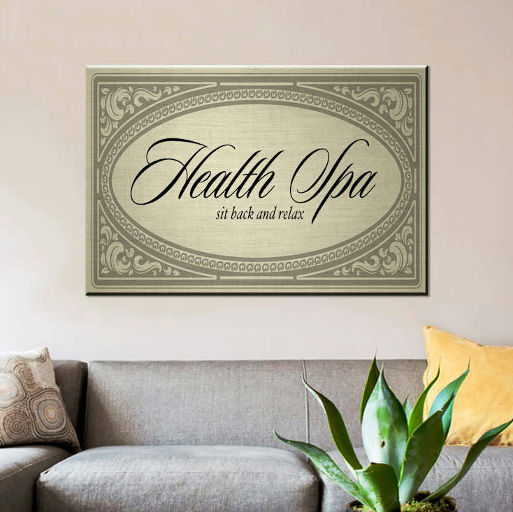 «Health Spa Sit Back And Relax» par PI Studio - Estampe numérique sur toile tendue avec châssis, H 12 po x l 18 po x P 1,5 po