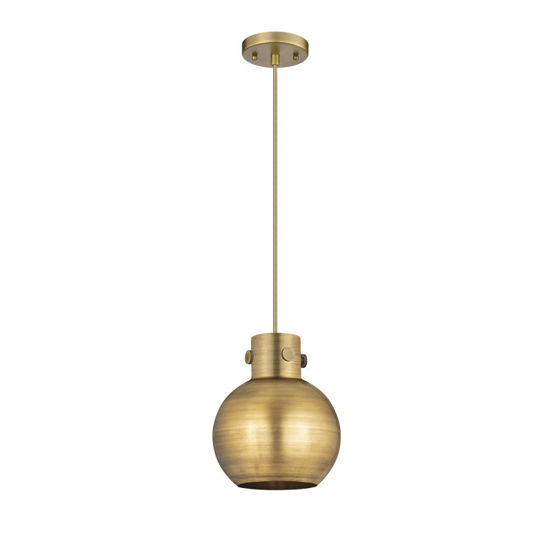 Luminaire suspendu en métal 1 lumière, H 9,13 po x l 8 po x P 8 po, Laiton brossé, Laiton brossé